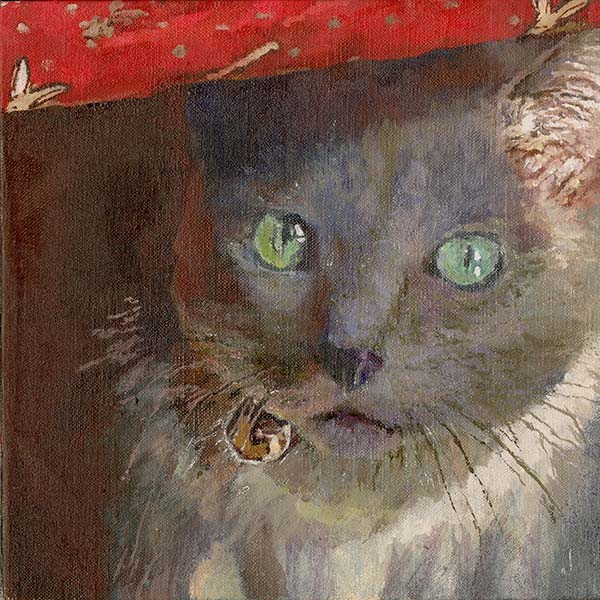 権守ひかる　「猫のいる時間」　S0　油絵具、アルキド樹脂絵絵具、キャンバス