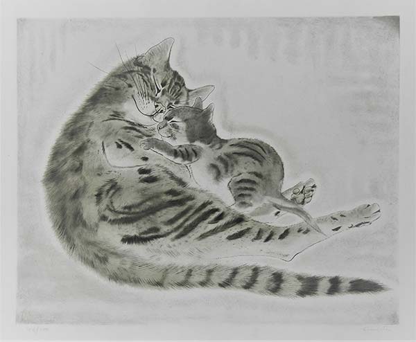 藤田嗣治｢猫十態より親仔猫」28.5×35.3 | 株式会社T&Tギャラリー