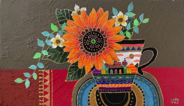 濱岡朝子 「ティーカップと花」 M3