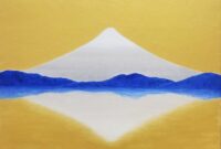 CURRENT W-1801富士山から宇宙へ・神秘　5号変形(26.5×33.3cm)パネルに和紙　水彩・混合技法