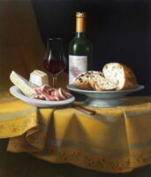 「ワインと黄色い布の静物」　10F