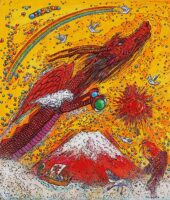 「龍神と赤富士」　F10号　キャンバス・アクリル絵の具