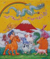 石川茂 「干支曼荼羅」 F10 (45.5×53.0 cm) キャンバス アクリル絵の具
