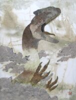 水島篤　黎明-プロケラトサウルス P10　岩絵具