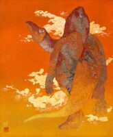 水島篤　「夕影ーオウラノサウルスー」　F8