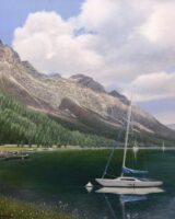 中司満夫　「サン・モリッツの湖畔シルヴァプラーナ湖」　F15