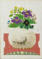 杉本澄男　「俵壷に花」　F4