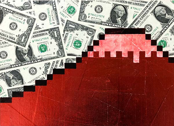 山本雄教　「On the dollars(Red Fuji)」　24.2×33.3cm
