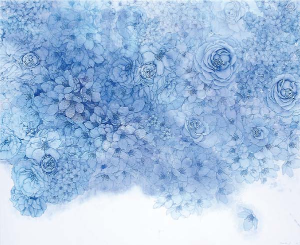 横山智子　「砕け散った青空を花とするなら I」　100F　ミクストメディア